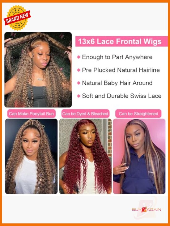 13x6 Deep Wave Lace Front Wig Human Hair Pre Plucked Glueless main image 6